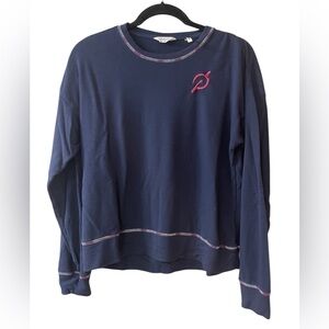 Peloton Top Women's Medium Sleepover Sweatshirt Blue with Purple Logo